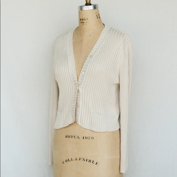 Ann Taylor Silk Ribbed Cardigan Sweater - Picture 2 of 6